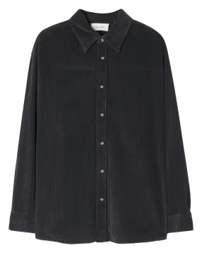 PADOW - Sobrecamisa de algodón con cuello clásico en negro