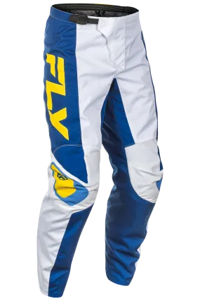 Pantalones de Cross FLY Racing F-16 Blanco-Azul Oscuro-Amarillo