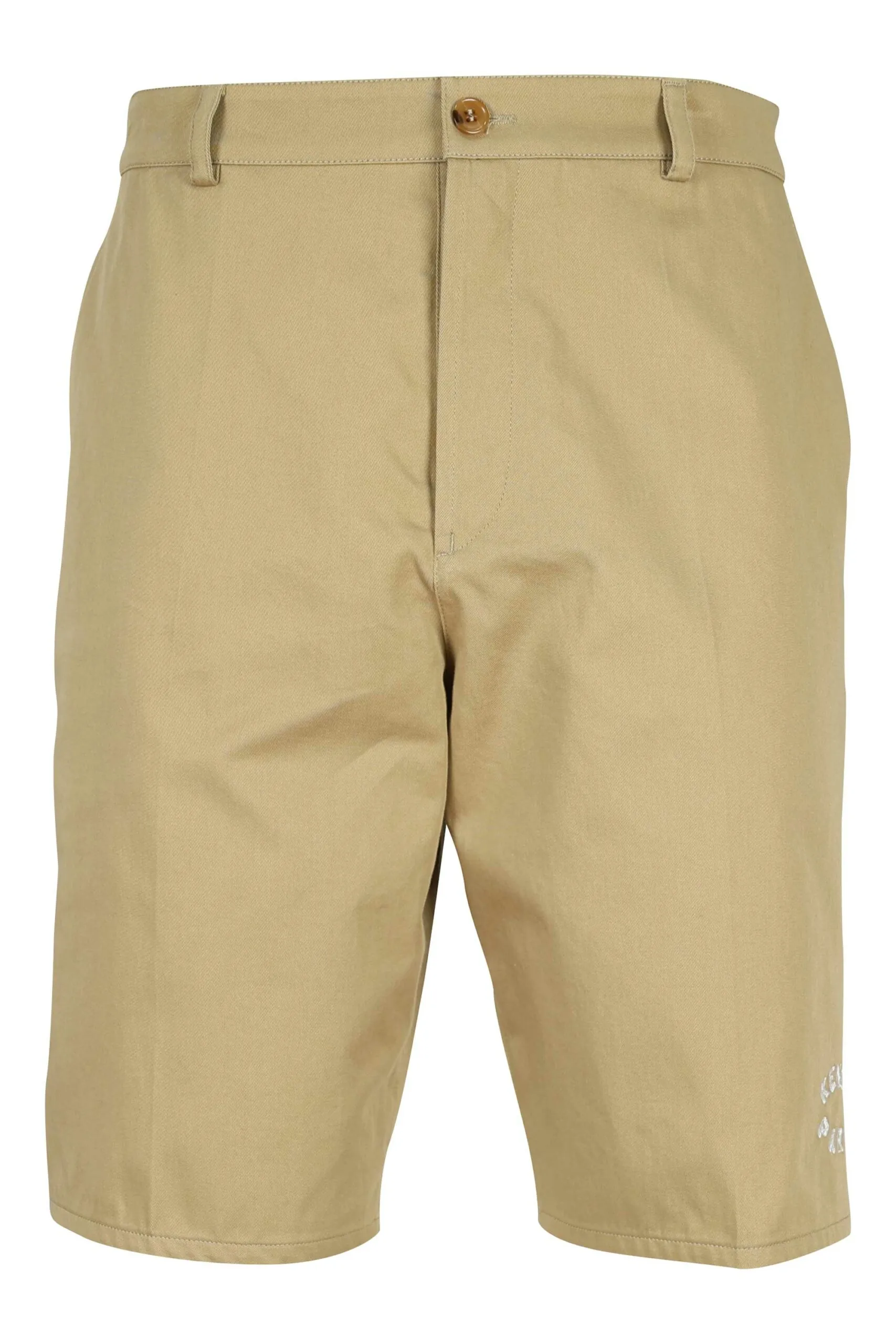 Pantalón beige corto con minilogo 