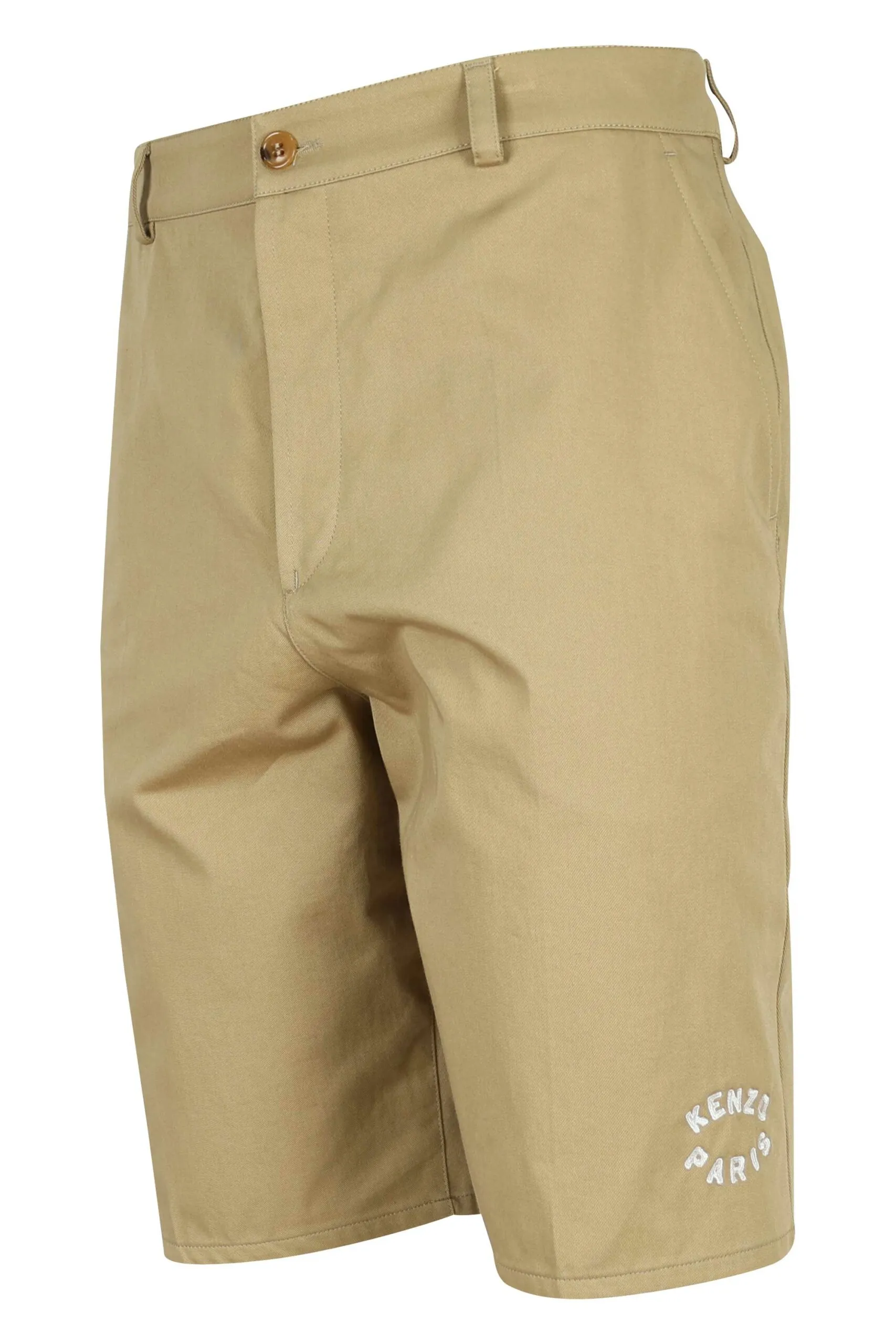 Pantalón beige corto con minilogo 