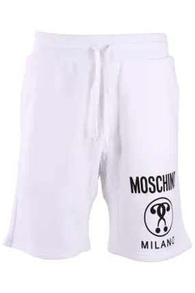 Pantalón corto blanco con logo doble pregunta