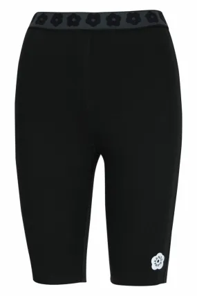 Pantalón corto de ciclismo negro con minilogo boke flower blanco