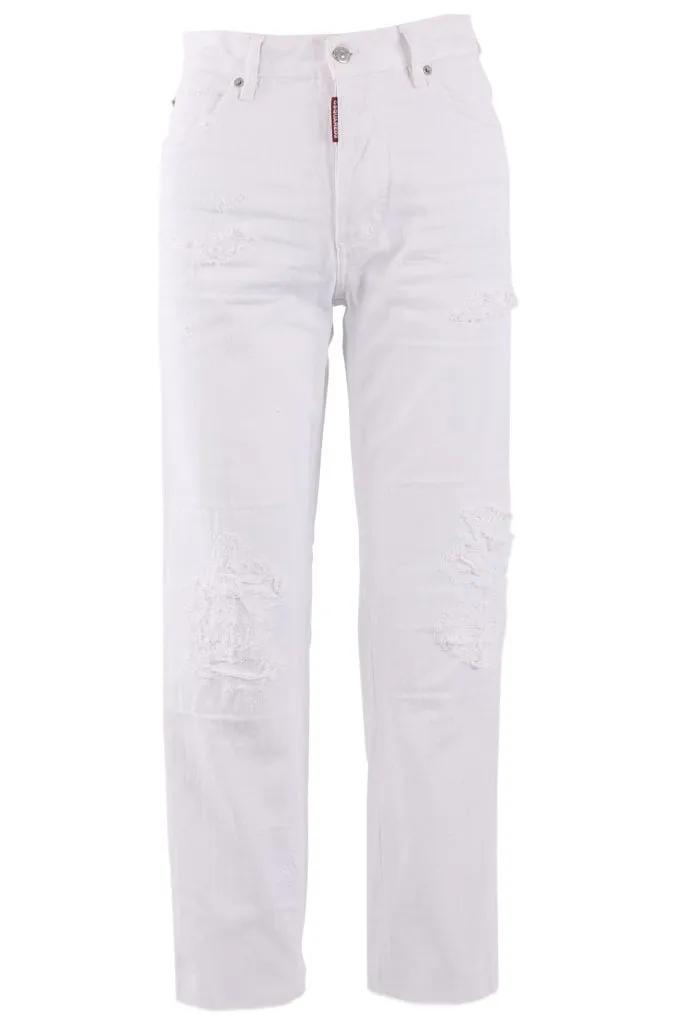 Pantalón tejano blanco desgastado 