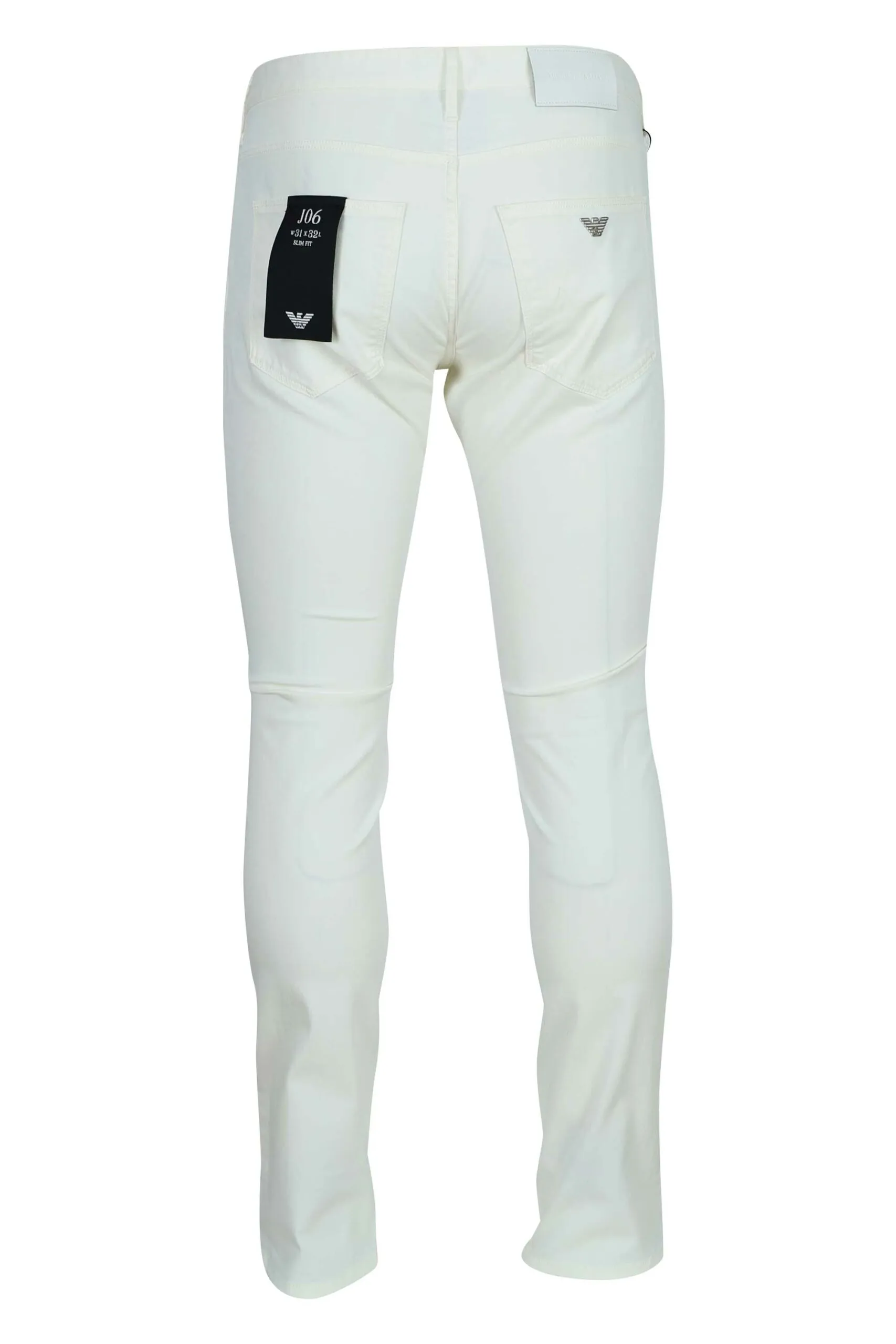 Pantalón vaquero blanco con minilogo águila en metal