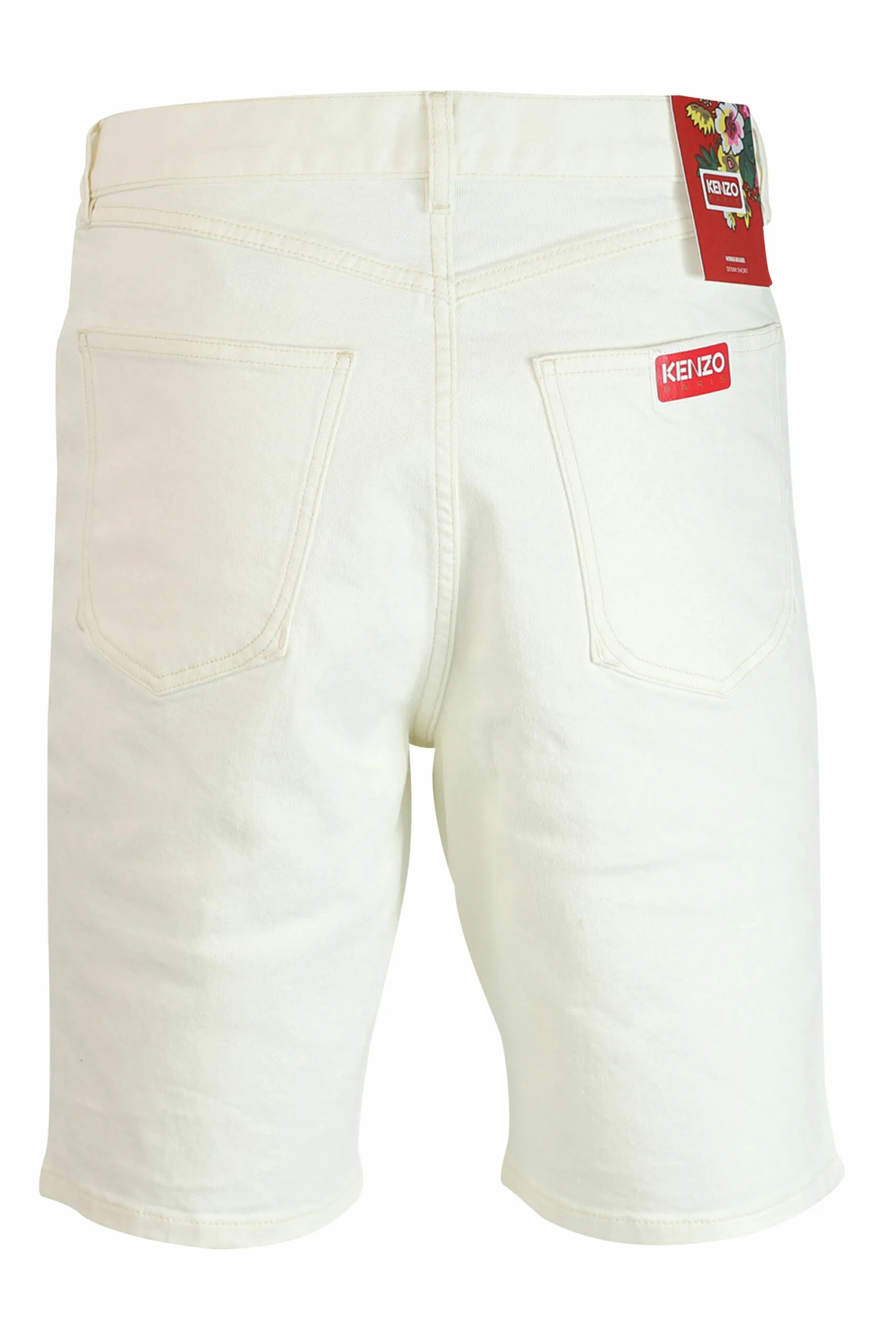 Pantalón vaquero blanco corto con minilogo