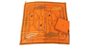 Pañuelo de seda Hermès Quadrige au Fil Naranja 