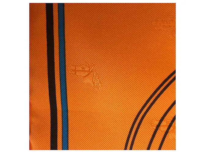 Pañuelo de seda Hermès Quadrige au Fil Naranja 