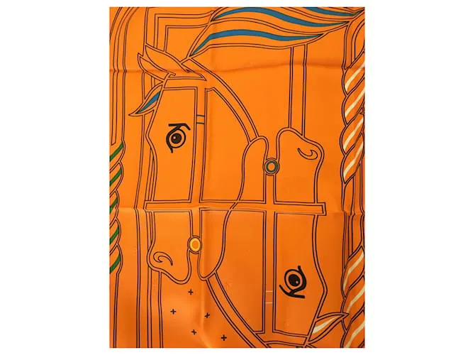 Pañuelo de seda Hermès Quadrige au Fil Naranja 