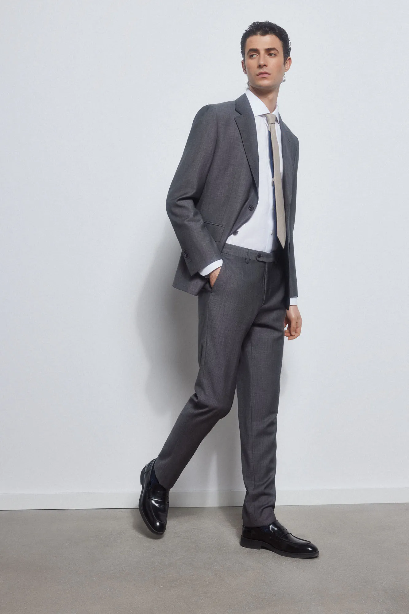 Pedro del Hierro Pantalón gris bi-stretch slim