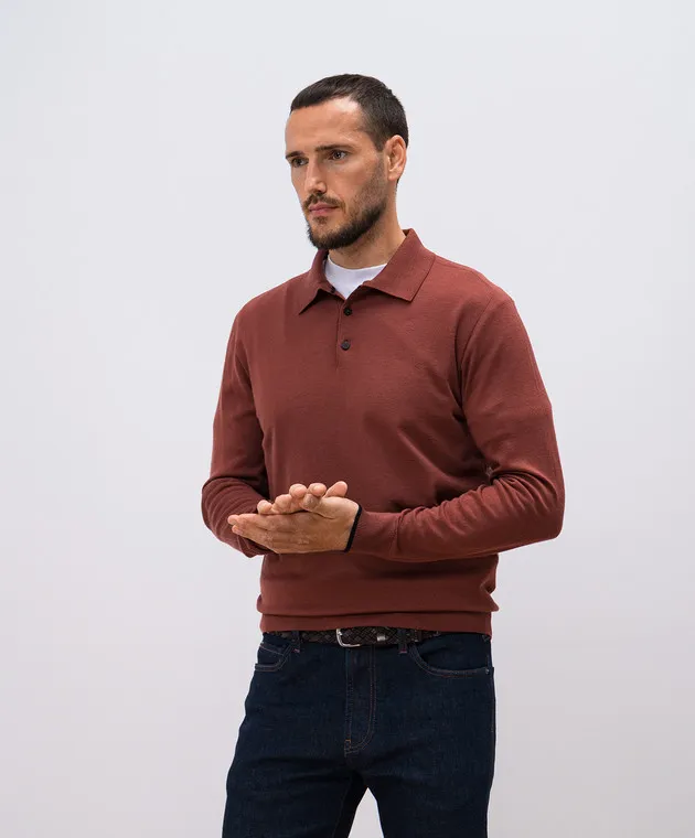 Peserico Red polo shirt made of wool