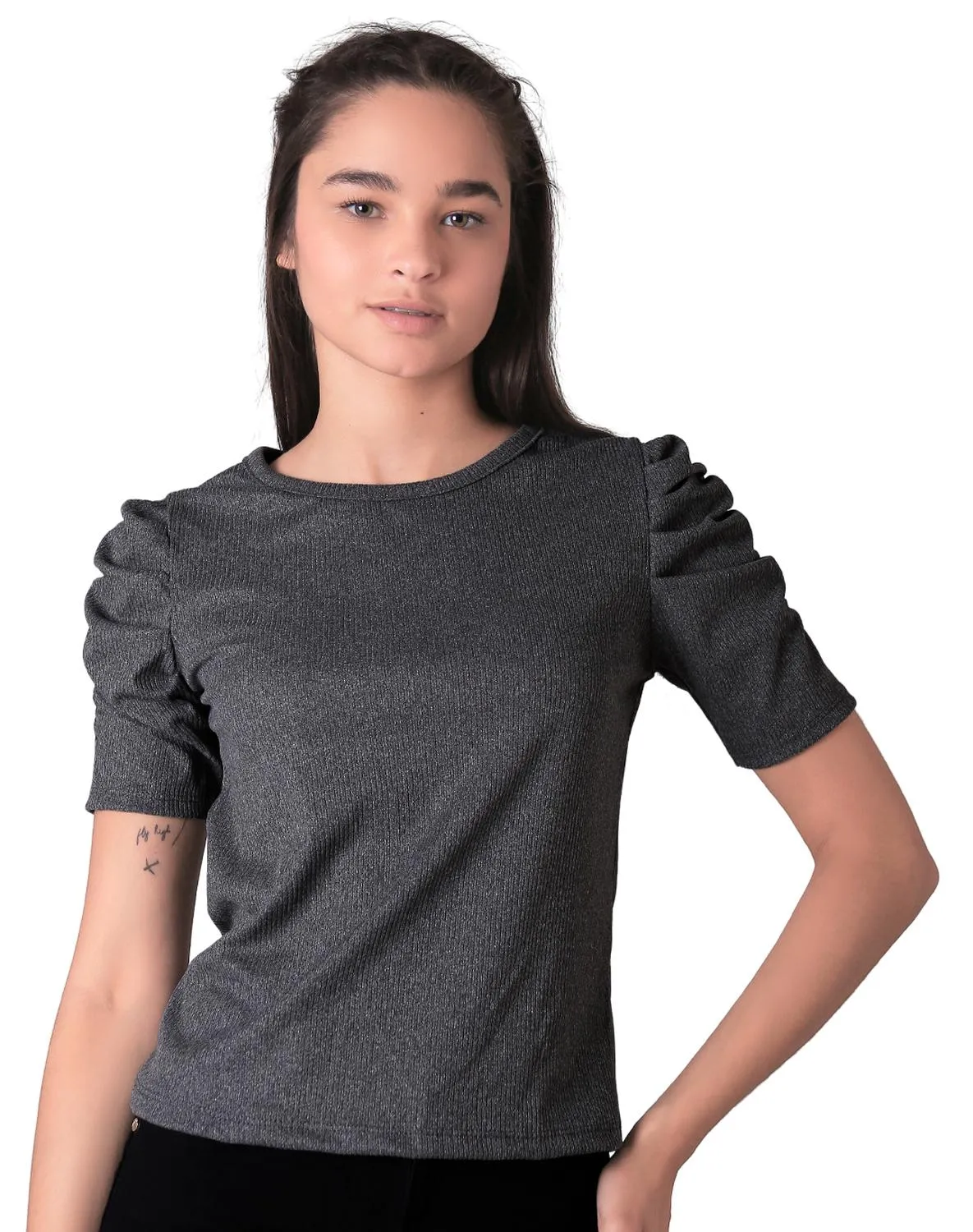 Playera Mujer Básico Camiseta Gris Stfashion 50004293