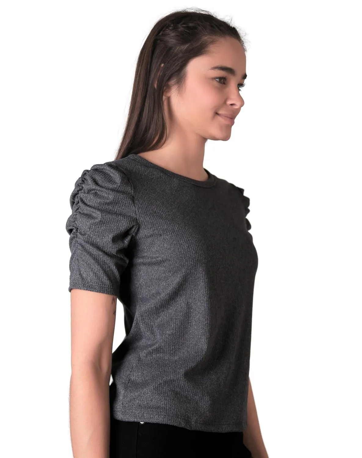 Playera Mujer Básico Camiseta Gris Stfashion 50004293