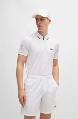 Polo BOSS x Matteo Berrettini con rayas estilo palomitas de maíz