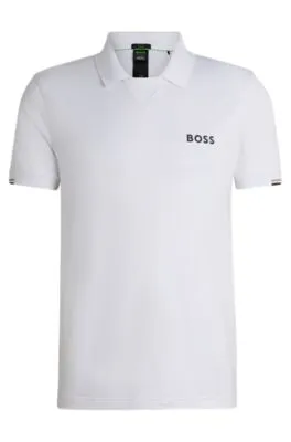 Polo BOSS x Matteo Berrettini slim fit con aplique en forma de pico 