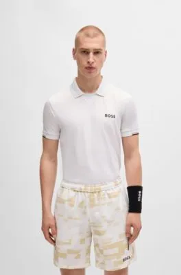 Polo BOSS x Matteo Berrettini slim fit con aplique en forma de pico 