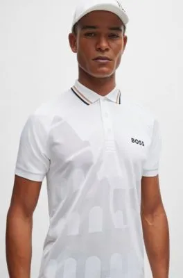 Polo BOSS x Matteo Berrettini slim fit en punto de jacquard técnico