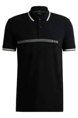 Polo de algodón con rayas y logo