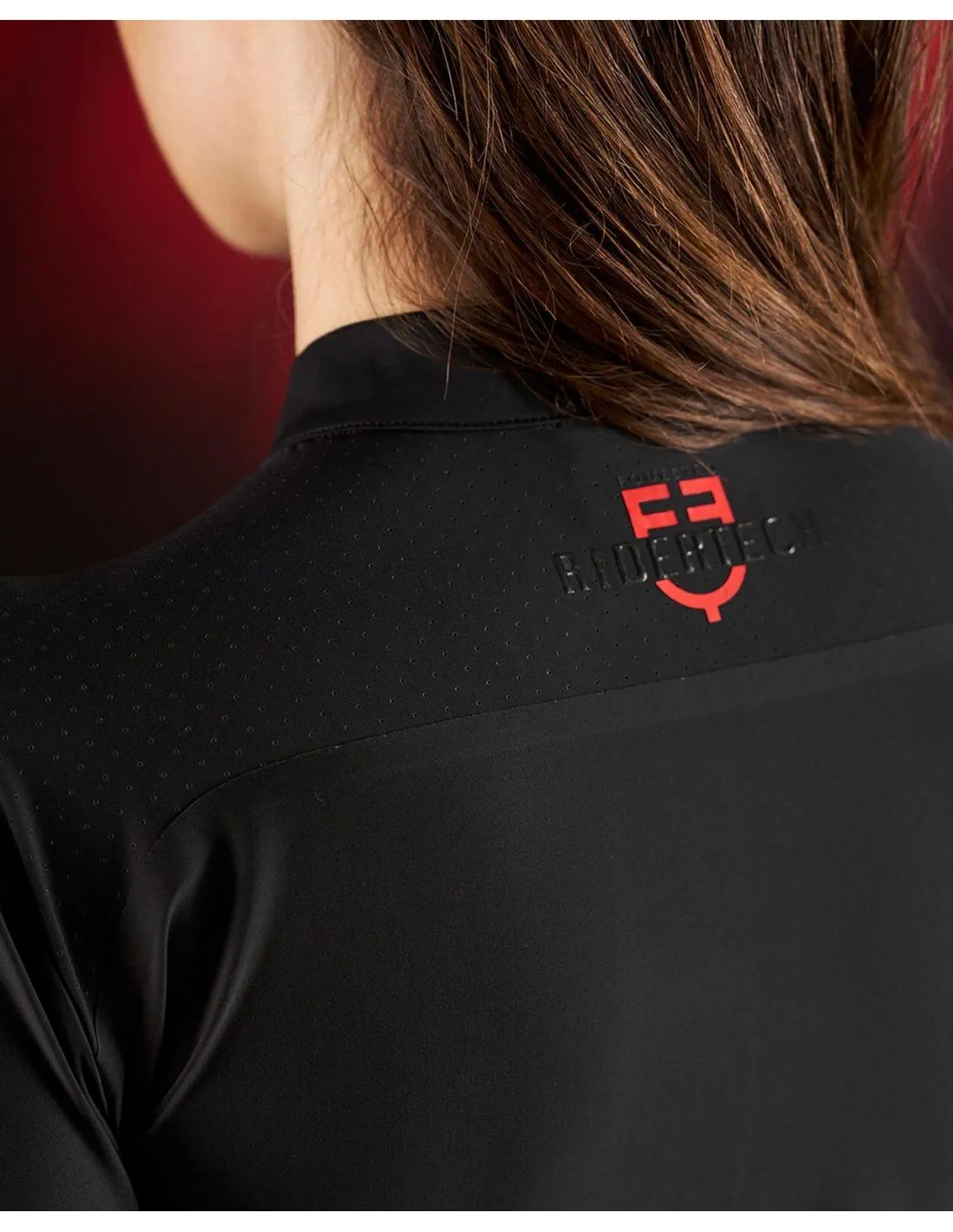 Polo De Entrenamiento Manga Larga Con Cremallera Mujer Equestro Ridertechnology Negro