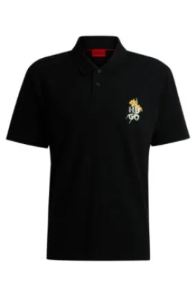 Polo de piqué de algodón con ilustración de logo