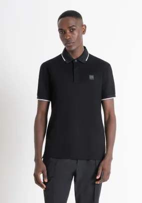 POLO REGULAR FIT DE PIQUÉ DE ALGODÓN NEGRO Y CON LOGOTIPO