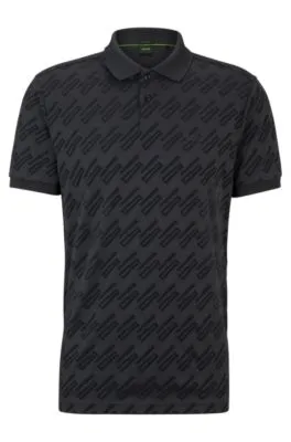 Polo relaxed fit con monogramas en jacquard