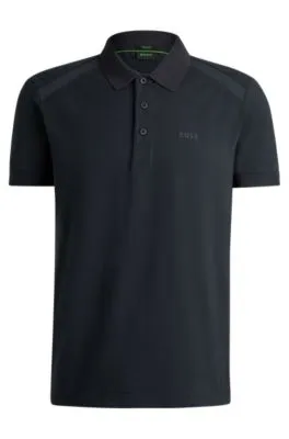 Polo slim fit de algodón elástico con apliques de cinta a rayas