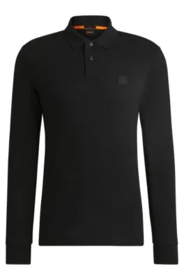 Polo slim fit de algodón elástico con parche de logo