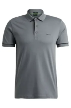 Polo slim fit de algodón interlock con ribetes en contraste