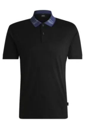 Polo slim fit de algodón mercerizado con rayas en el cuello