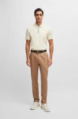 Polo slim fit de algodón mercerizado con tapeta de cremallera