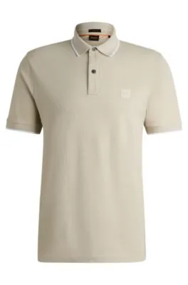 Polo slim fit en piqué de algodón elástico lavado