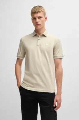 Polo slim fit en piqué de algodón elástico lavado