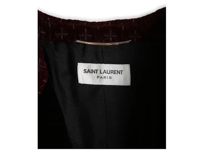 Saint Laurent Americana bordada de algodón/terciopelo burdeos y negro Roja 