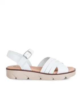 Sandalias Piel Tiras Blancas PERA LIMONERA