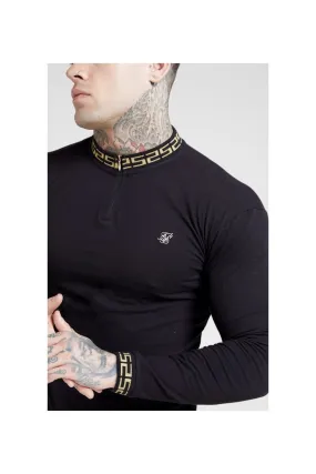 SIKSILK Polo manga larga  Rib Chain  color negro