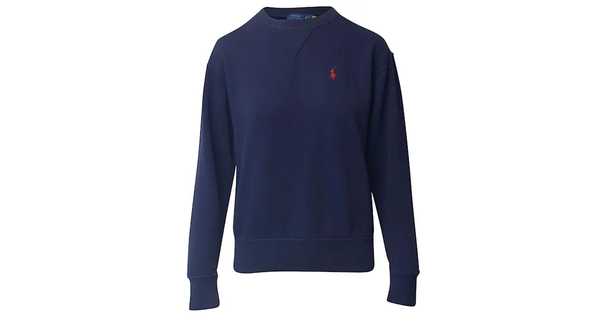 Sudadera de algodón azul marino con logo bordado de Polo Ralph Lauren 