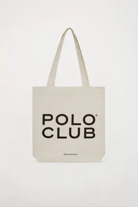 Tote bag beige con logo Polo Club