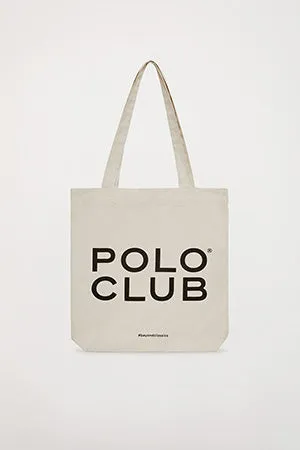 Tote bag beige con logo Polo Club