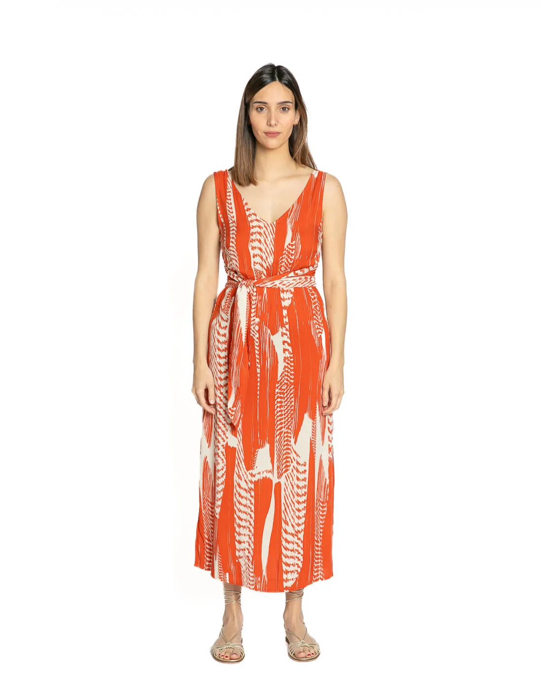 VESTIDO PRINT TRIBAL NARANJA MELANIE DESIRES