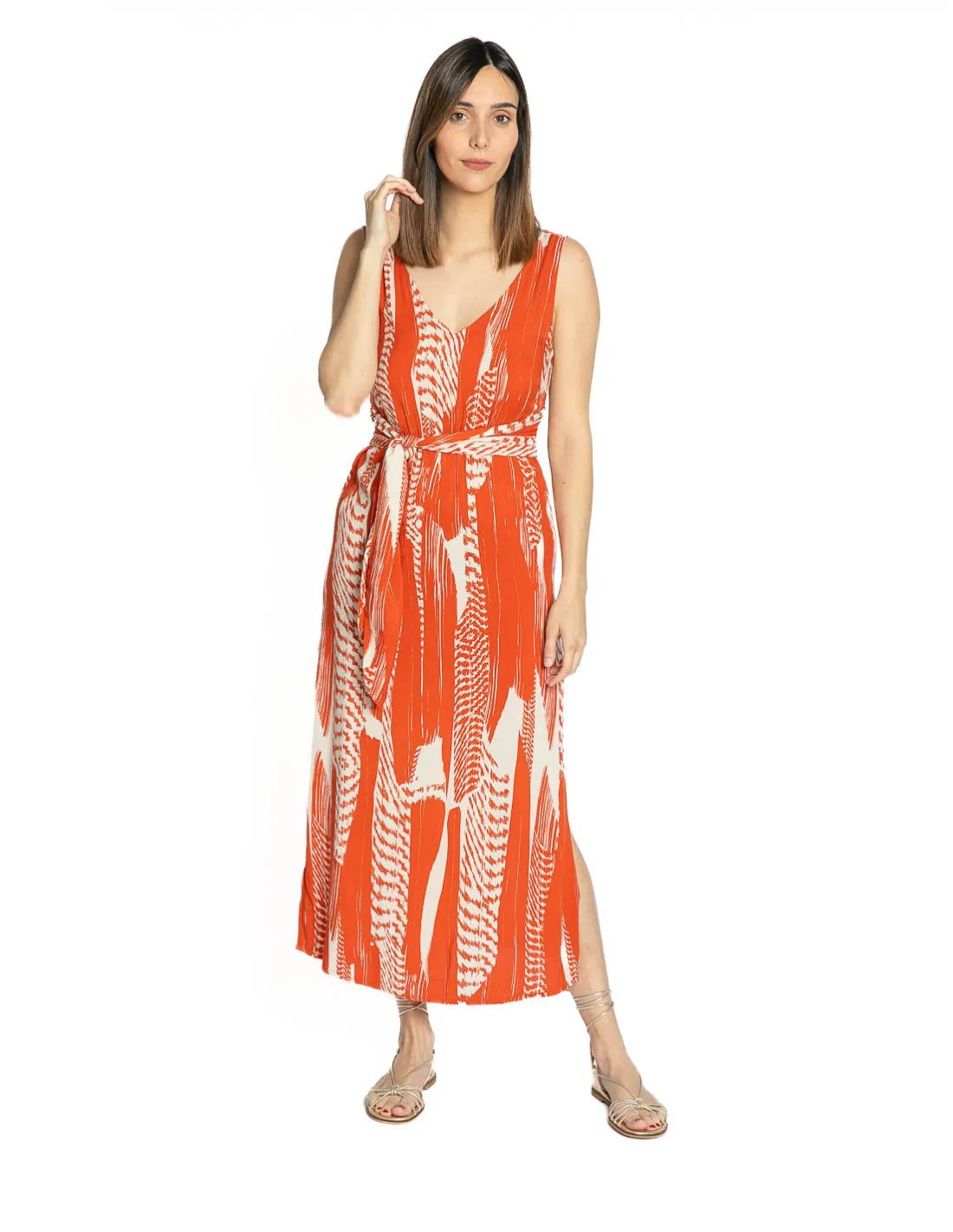 VESTIDO PRINT TRIBAL NARANJA MELANIE DESIRES