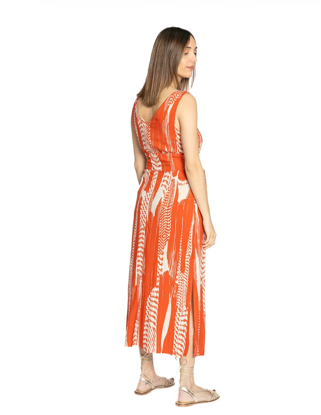 VESTIDO PRINT TRIBAL NARANJA MELANIE DESIRES