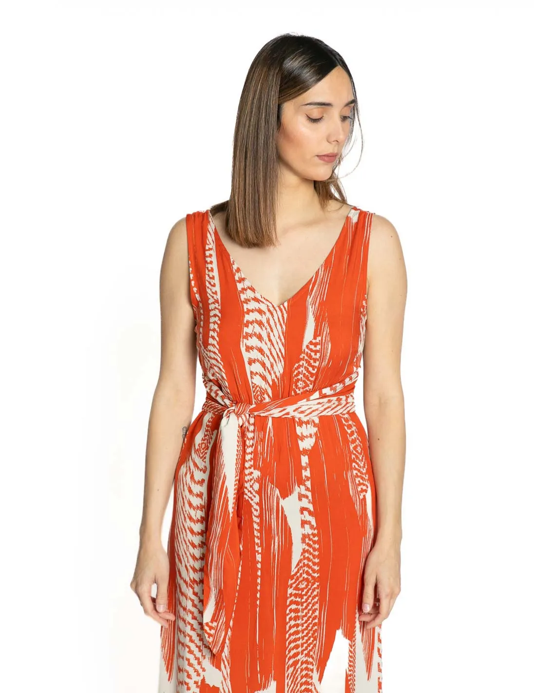 VESTIDO PRINT TRIBAL NARANJA MELANIE DESIRES